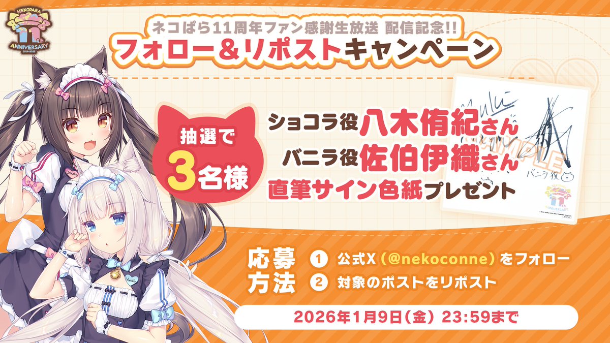 ネコぱら11周年ファン感謝生放送』配信おめでとうございます㊗️🎊ヽ