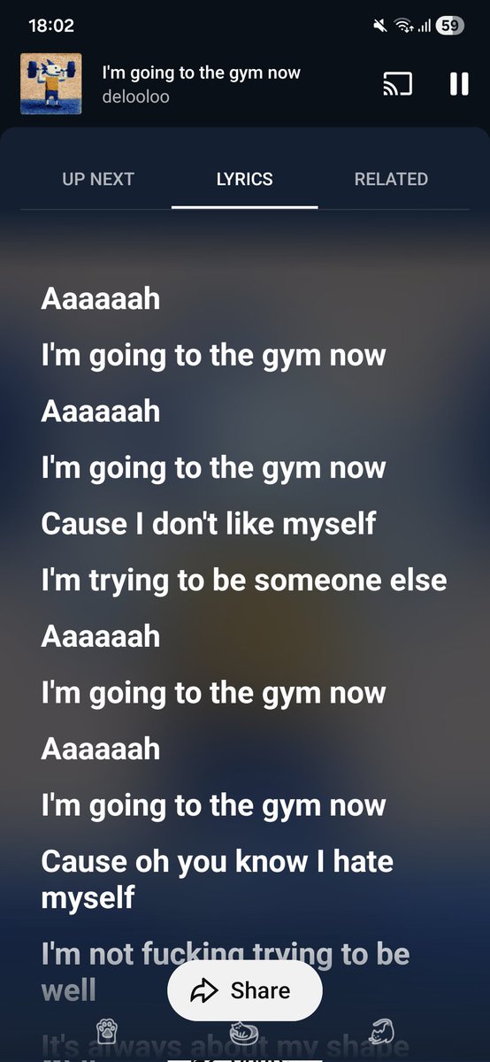 deloriansupdate's tweet photo. My first impression: I thought this song would be like "I AM GOING TO THE GYM NOW!!!" 💪💪 #antifragile 

Turns out it's more like "I'm going to the gym now..." 😔🥲 https://t.co/mfBqU02mcz