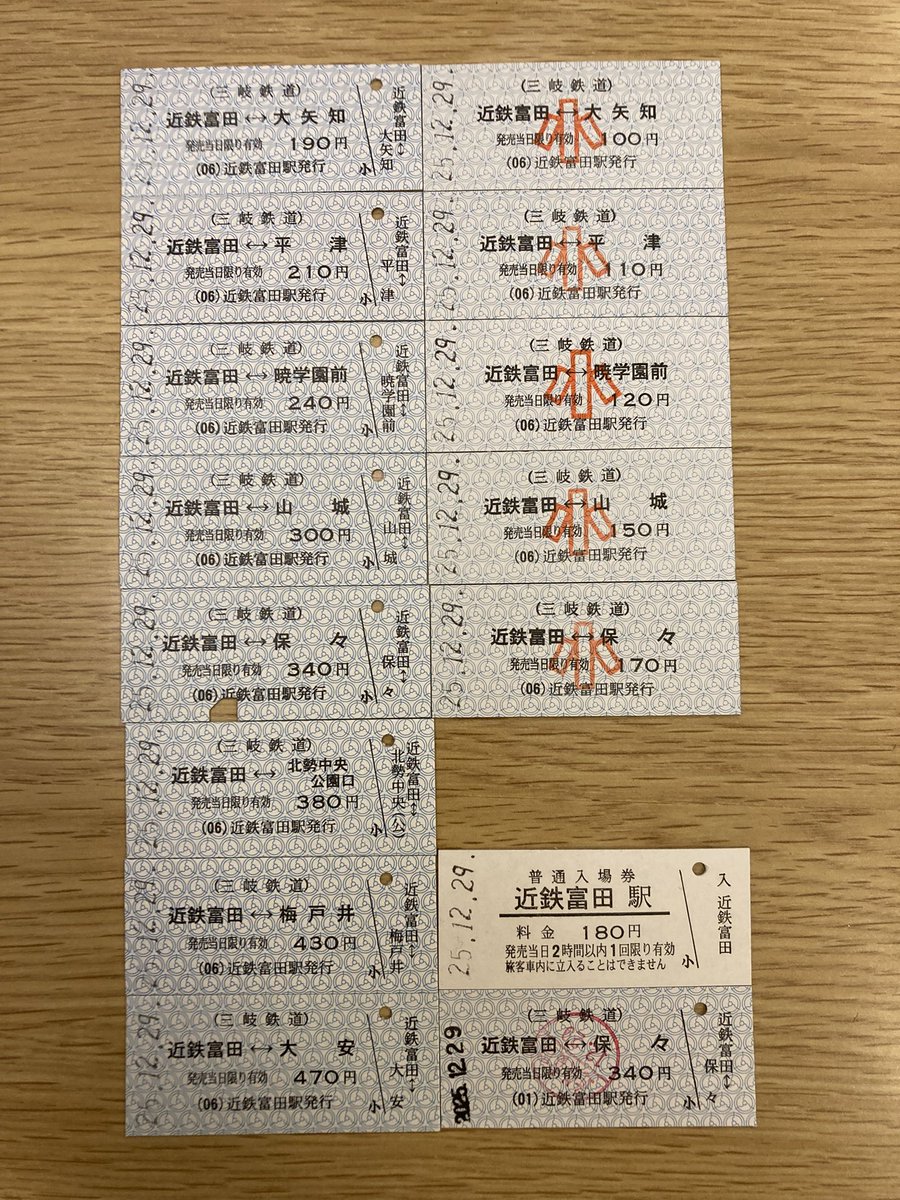 近鉄江戸橋駅 ゾロ目の硬券入場券 近鉄江戸橋駅 ゾロ目の硬券入場券