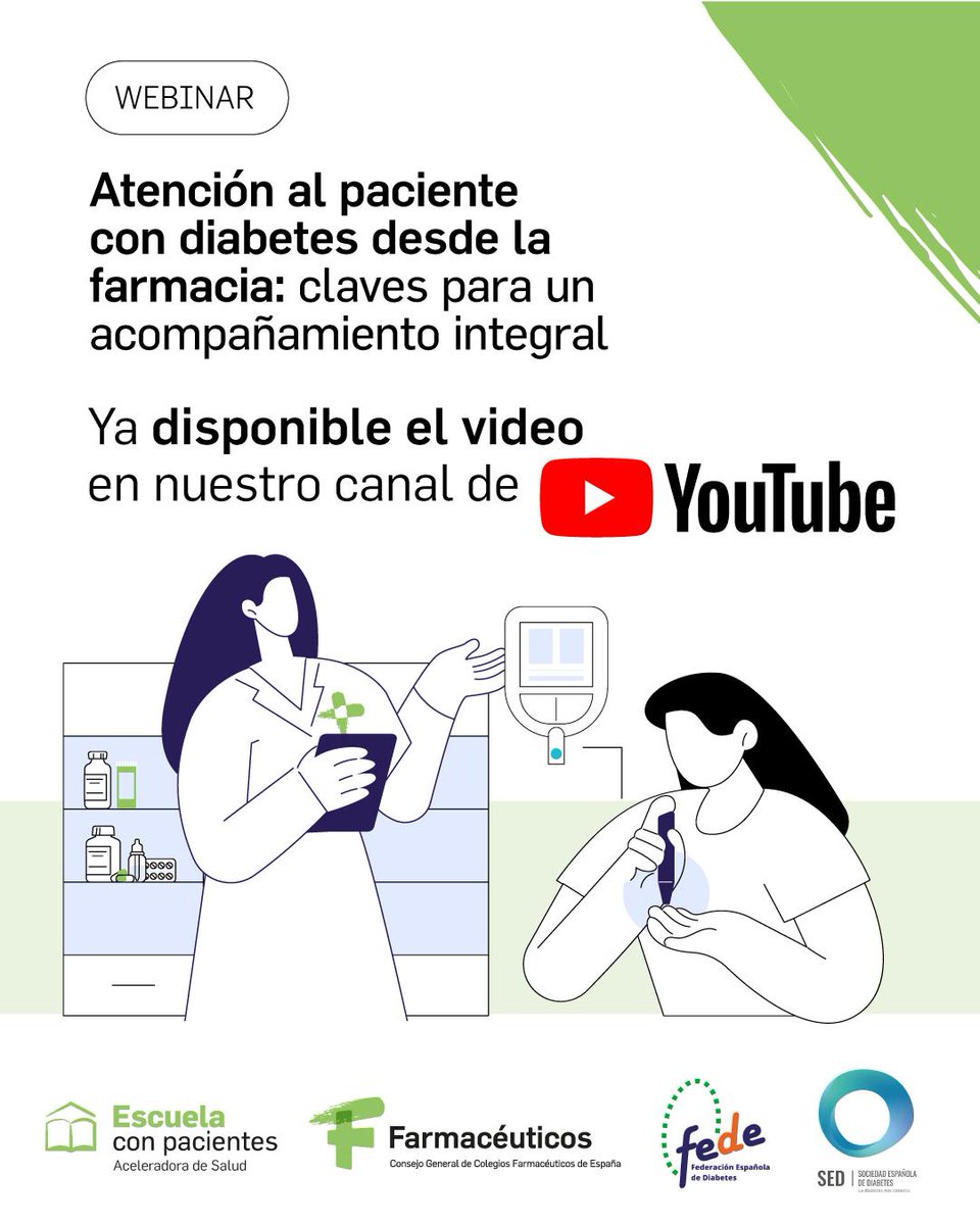 🚨 ¡Ya disponible en YouTube! 🚨

💬 Atención al paciente con diabetes desde la farmacia: claves para un acompañamiento integral.

🔗 Míralo ahora en YouTube

👉 ➡️ ow.ly/fBFH30sSeI6

Con la colaboración de FEDE y SED

#FarmacéuticosFormación