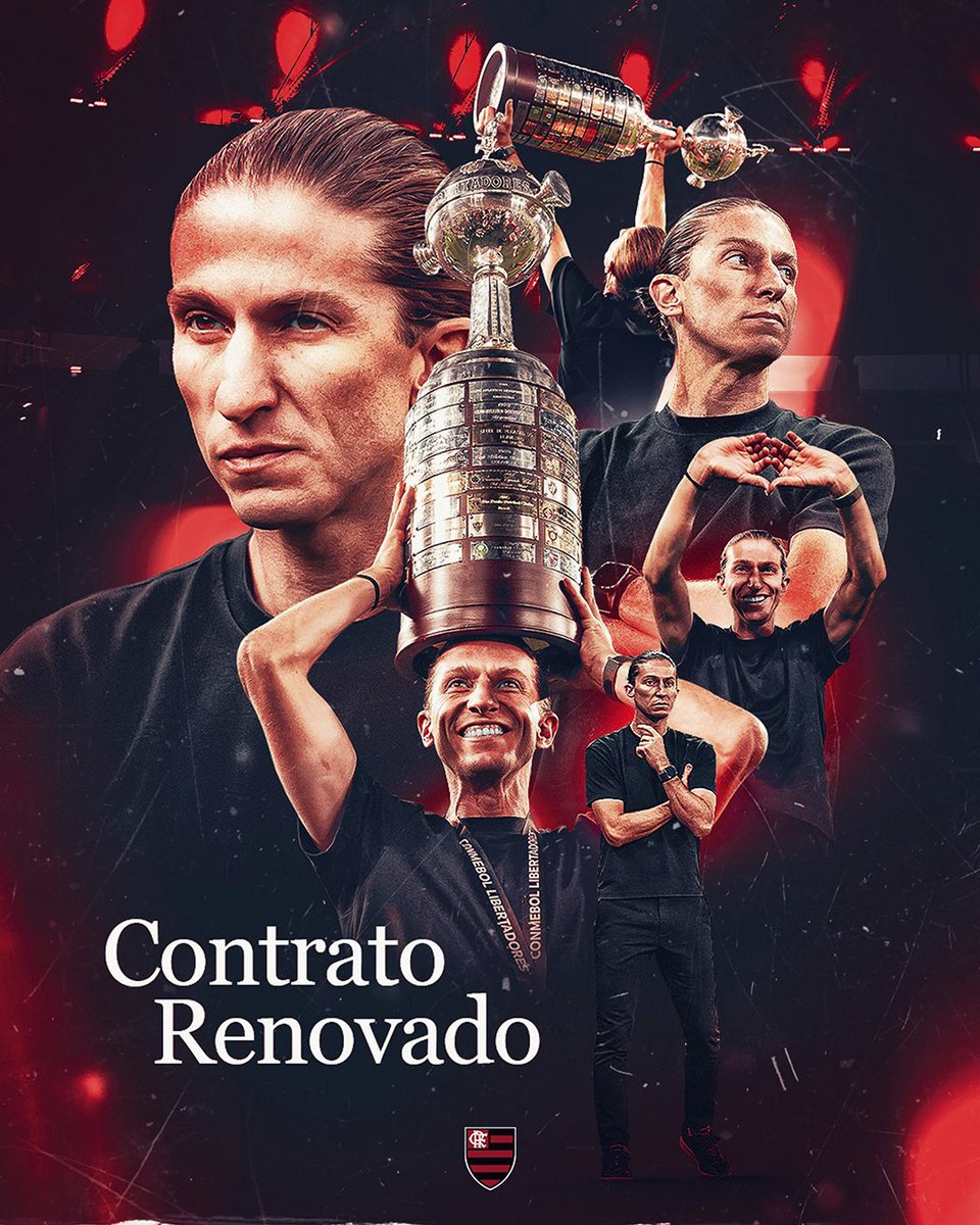 SC_ESPN's tweet image. RENOVADO ✍️ Tras un enorme 2025 en el que conquistó la Libertadores, el Brasileirao, la Supercopa de Brasil, el Campeonato Carioca y llegó a la final de la Intercontinental, Filipe Luis seguirá siendo el DT de Flamengo hasta 2027 ✔️