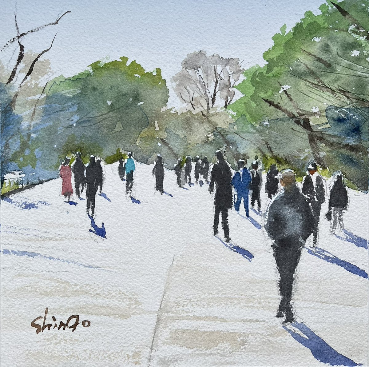 上野公園(水彩画 ) 水彩画 (上野公園 2022年 )