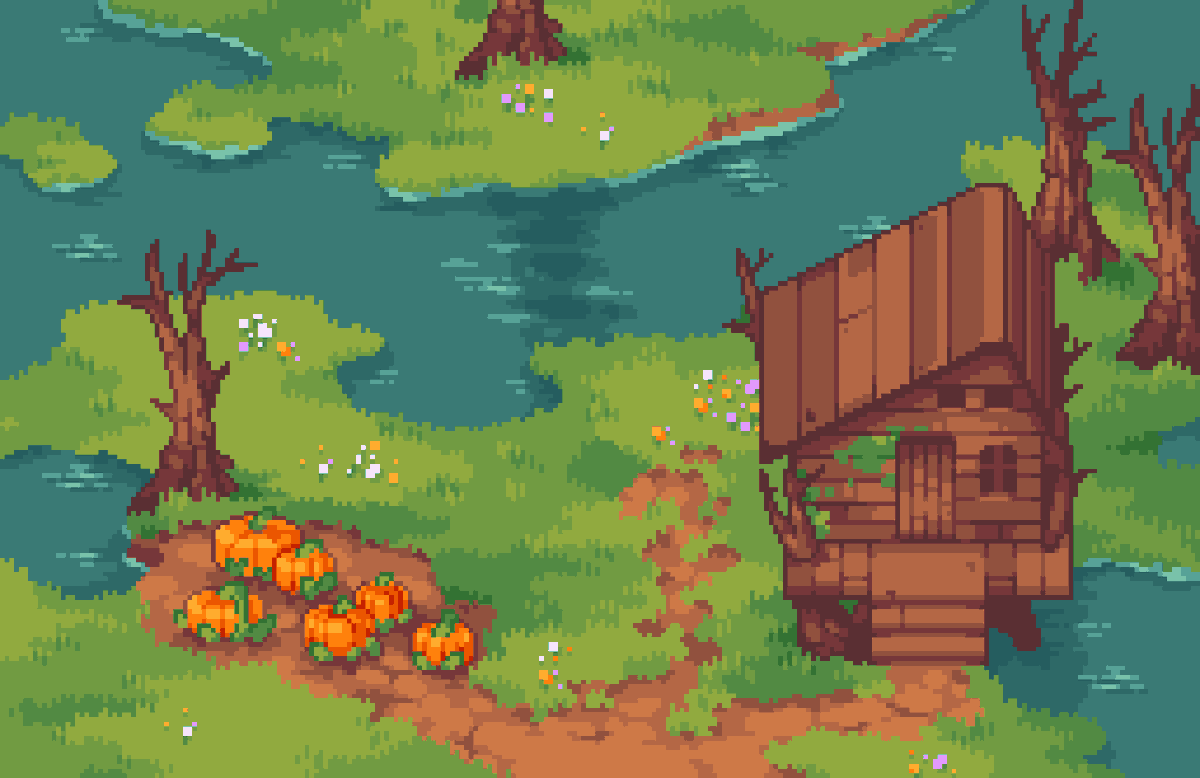 Cute hut in the middle of a swamp

#pixelart #indiegames
