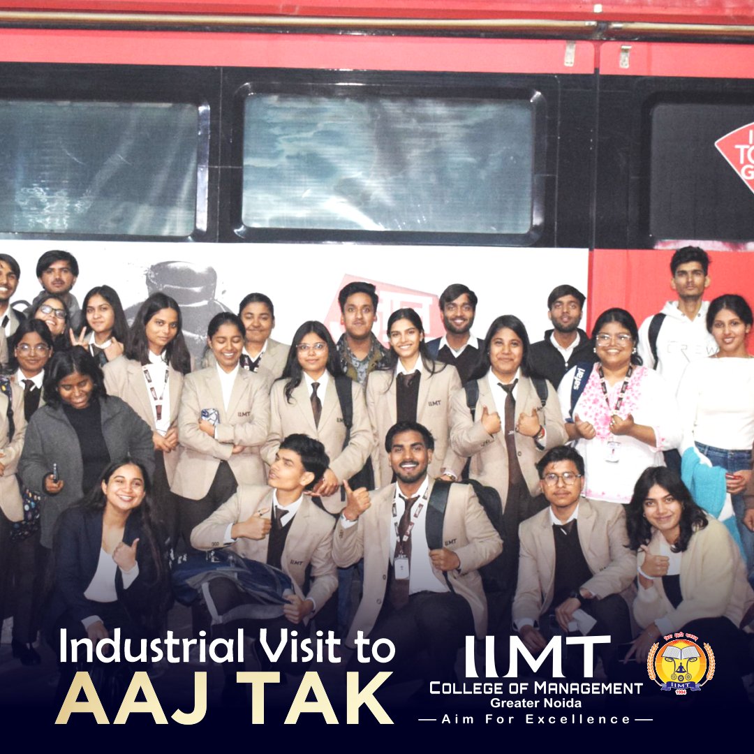 iimtnoida's tweet photo. The Department of Bachelor of Journalism and Mass Communication (BJMC) at IIMT College of Management, Greater Noida, organized an insightful industry visit to the Aaj Tak News Studio, Film City, Noida Sector 16 on 22 December 2025.

#IIMTGroupOfColleges #BJMC #IndustryVisit https://t.co/uCgeuSaKVA