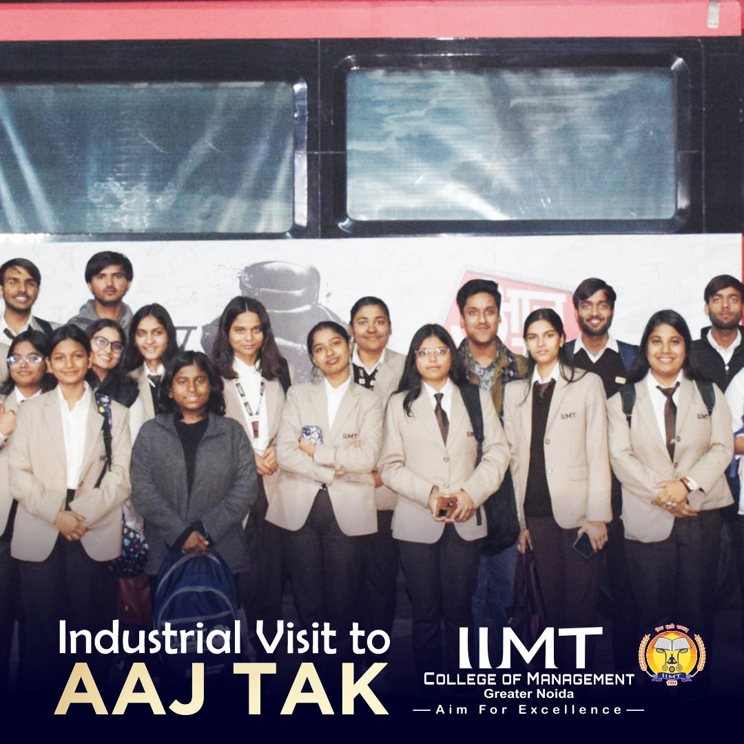 iimtnoida's tweet photo. The Department of Bachelor of Journalism and Mass Communication (BJMC) at IIMT College of Management, Greater Noida, organized an insightful industry visit to the Aaj Tak News Studio, Film City, Noida Sector 16 on 22 December 2025.

#IIMTGroupOfColleges #BJMC #IndustryVisit https://t.co/uCgeuSaKVA