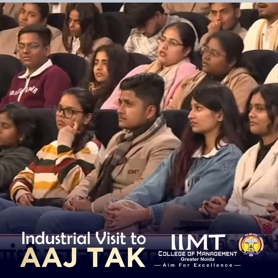 iimtnoida's tweet photo. The Department of Bachelor of Journalism and Mass Communication (BJMC) at IIMT College of Management, Greater Noida, organized an insightful industry visit to the Aaj Tak News Studio, Film City, Noida Sector 16 on 22 December 2025.

#IIMTGroupOfColleges #BJMC #IndustryVisit https://t.co/uCgeuSaKVA