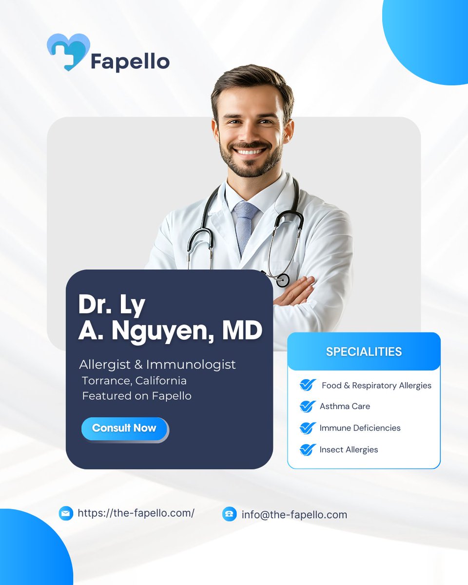 boundhubb's tweet photo. Dr. Ly A. Nguyen, MD | Trusted Immunologist in California | Fapello
Dr. Ly A. Nguyen, MD, is a highly experienced allergist-immunologist practicing in Torrance, California, with over 20 years of clinical expertise.
#DrLyANguyen #Immunologist #Allergist #AllergySpecialist #Fapello https://t.co/WX2t1mjcGN