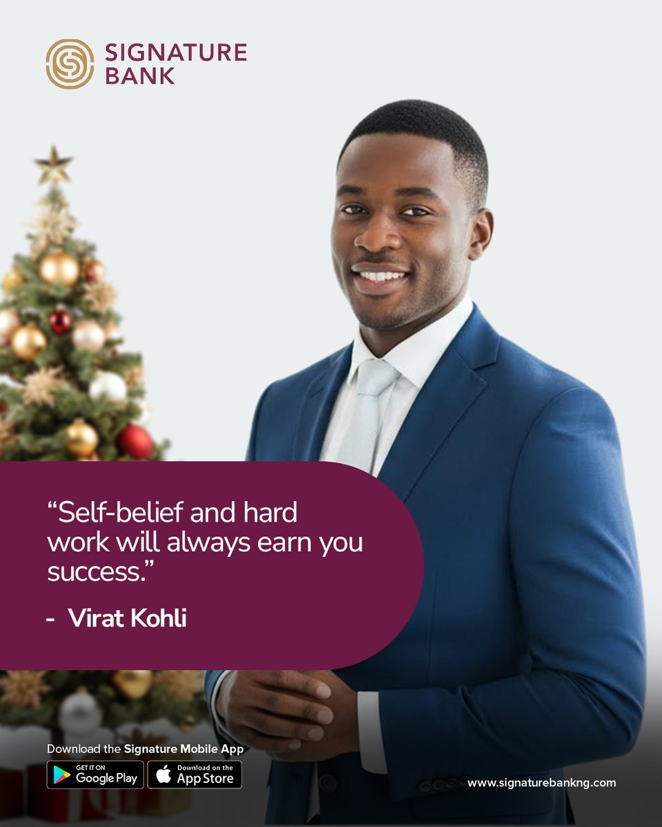 Signaturebankng's tweet photo. This week, let confidence lead your effort and let effort lead your results.
Small steps, steady focus that’s how big wins are built. 
Happy New Week. 
#SignatureBankNG #MakeYourMark #MondayMotivation https://t.co/zZ3GYBHYc4