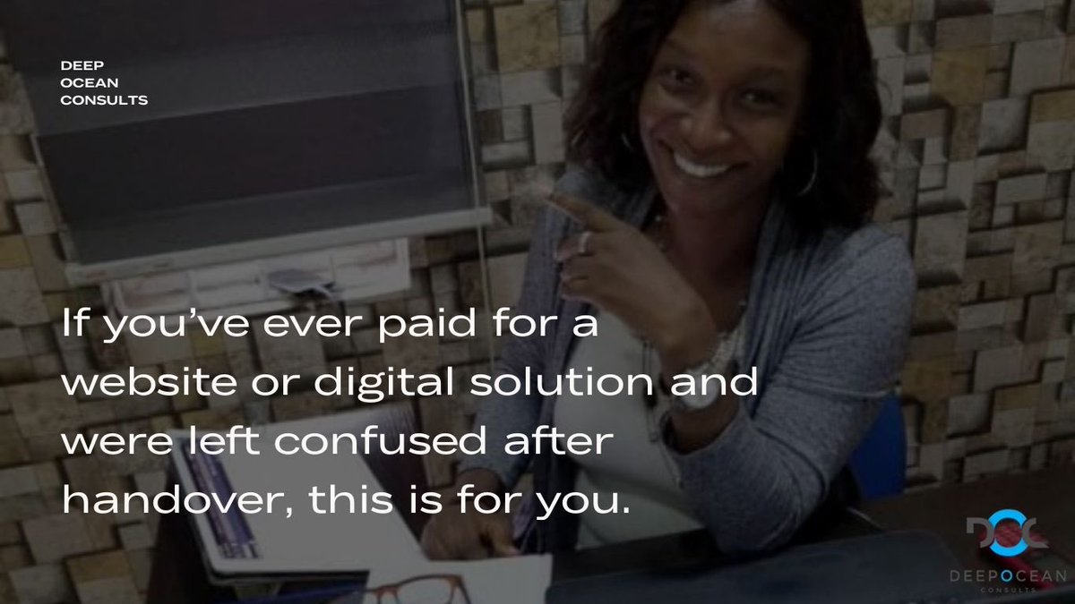 DeepOcean_C's tweet photo. At DeepOcean Consults, we don’t just “deliver and disappear.” We support SMEs and non-technical business owners until everything makes sense and works as it should.

You deserve clarity, not confusion.

Ready for support that doesn’t end at delivery?
Send a DM Now. 

#website https://t.co/6d1xBk8G9Z