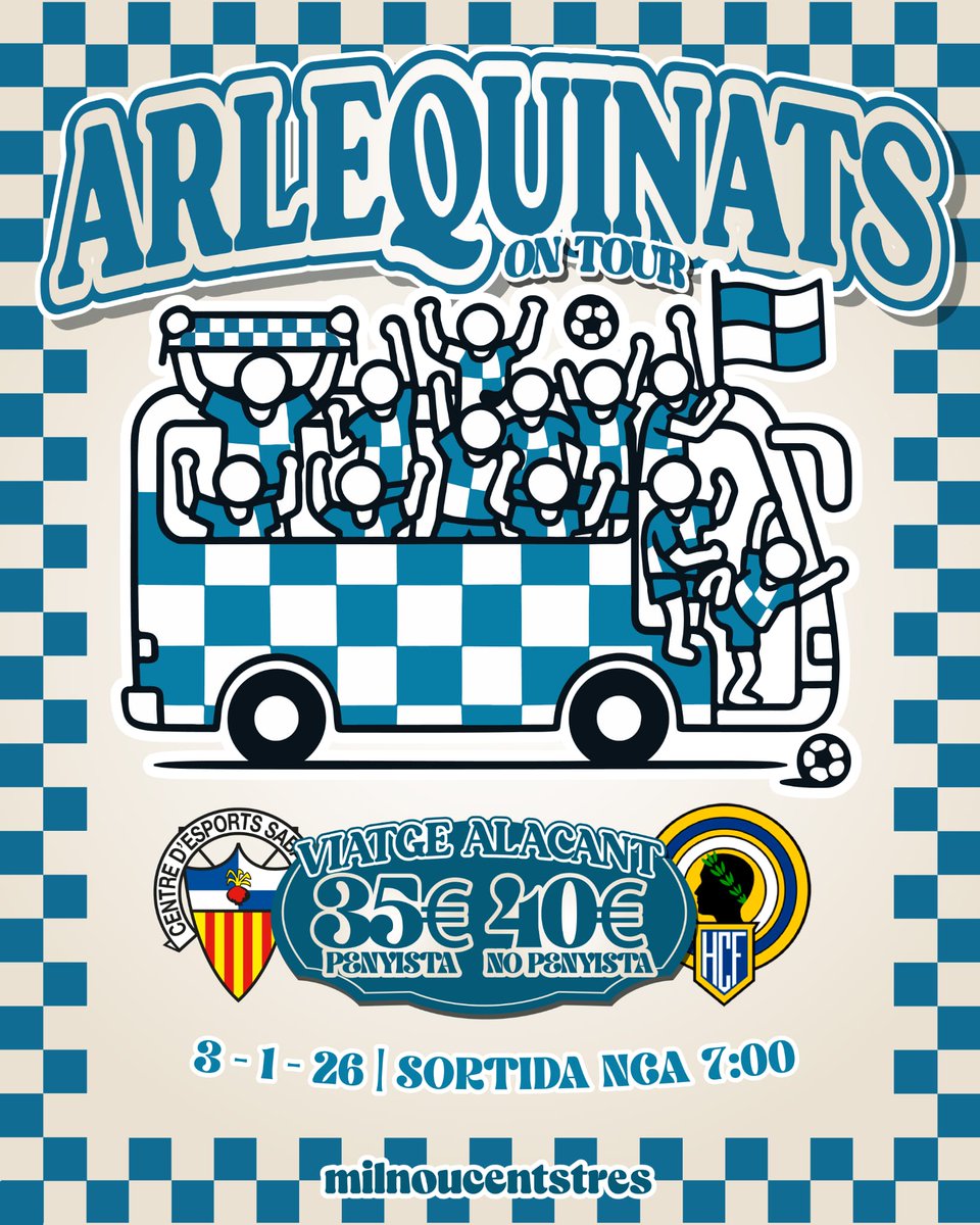 🚌 Acompanya a l’equip al José Rico Pérez!

🔝 Les penyes organitzen un autocar per al partit de dissabte!

🎟️ 35€ per als penyistes i 40€ per als no penyistes

📍Tiquets disponibles al Bar La Llar (C. Salut, 11) i al Bar Míriam (Av. Paraires, 14)