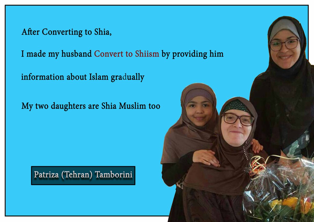 AlMostabserin's tweet photo. Converted to Shia- Patriza (Tehran) Tamborini

After Converting to Shia, I made my husband convert to Shiism by providing him information about Islam gradually.
My two daughters are Shia Muslim too.

#Mostabserin
#Reborn
#Converted_To_Islam
#Converted_To_Shia https://t.co/Oe0zsm5bMe