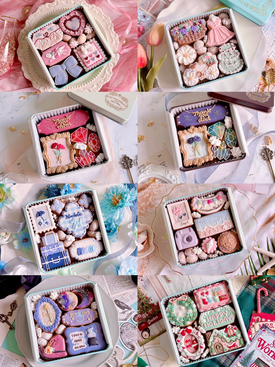 2025年に作ったアイシングクッキー缶たち🍪✍🏻

左上のバレンタイン缶から始まってクリスマス缶まで今年もたくさん作りました😉🩵