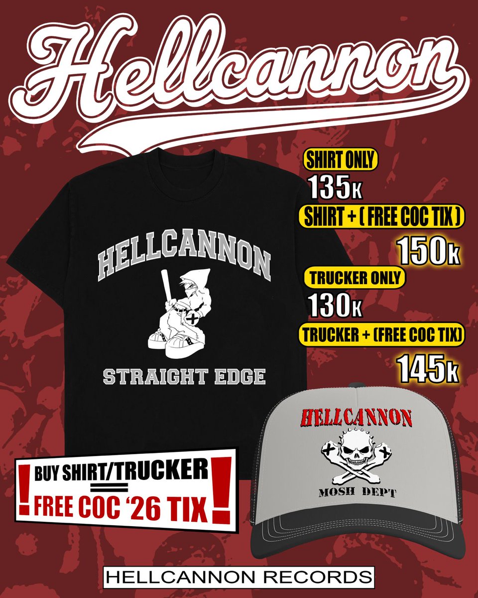 Monggo kawann, tgl 10 Januari barangkali bingung mau ngapain mending dateng aja ke chorus of cannon 2026. Dalam rangka tour ezalor edge metal gila asal Jakarta

hardcore, edge metal, metalcore, punk, gedruk, sembarang kalir enjoyy 👍👍

Tiket 65k
Kaos + Tiket 150
Topi + Tiket 145