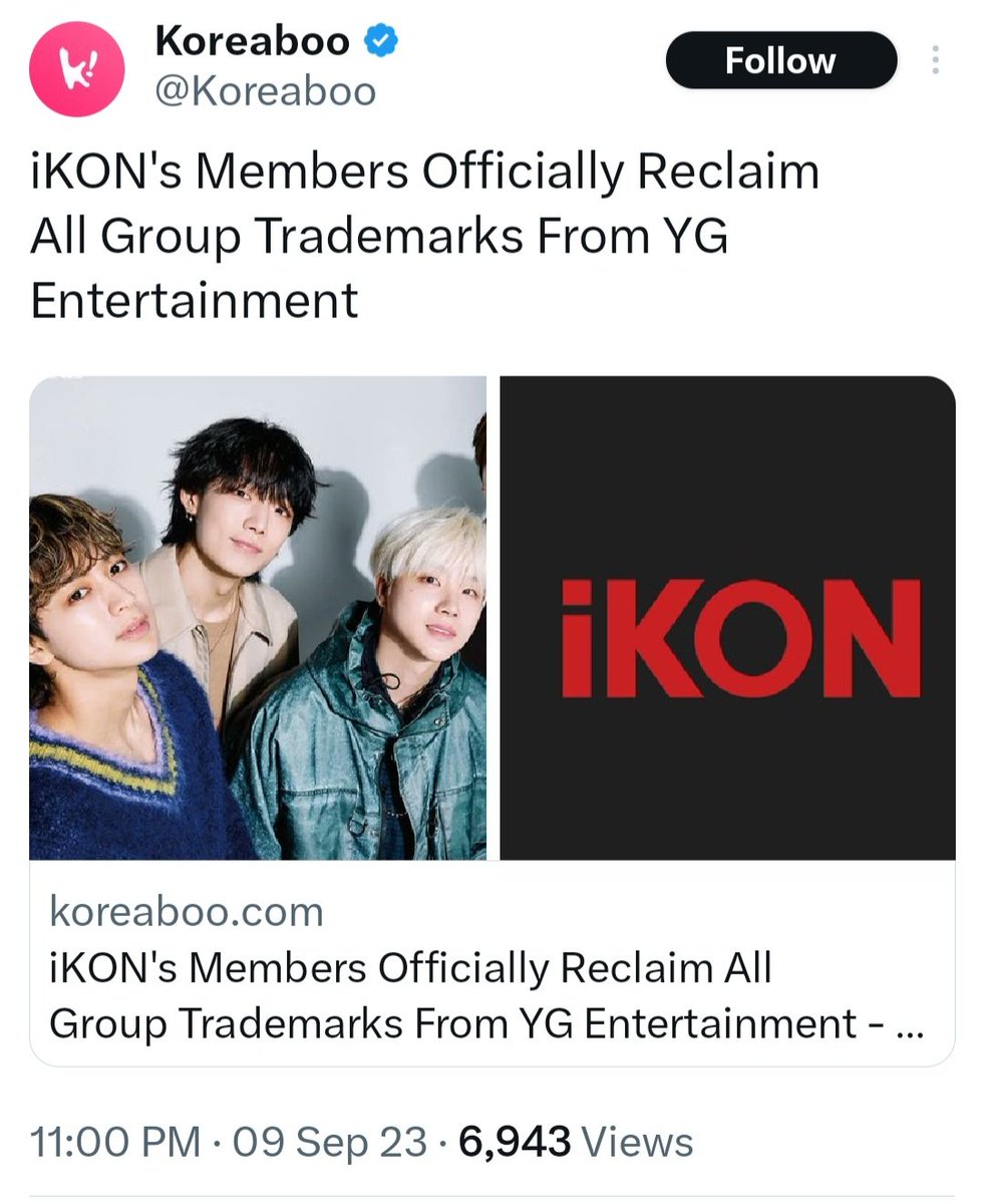 2023: iKON members officially acquired the group trademarks from YG Entertainment