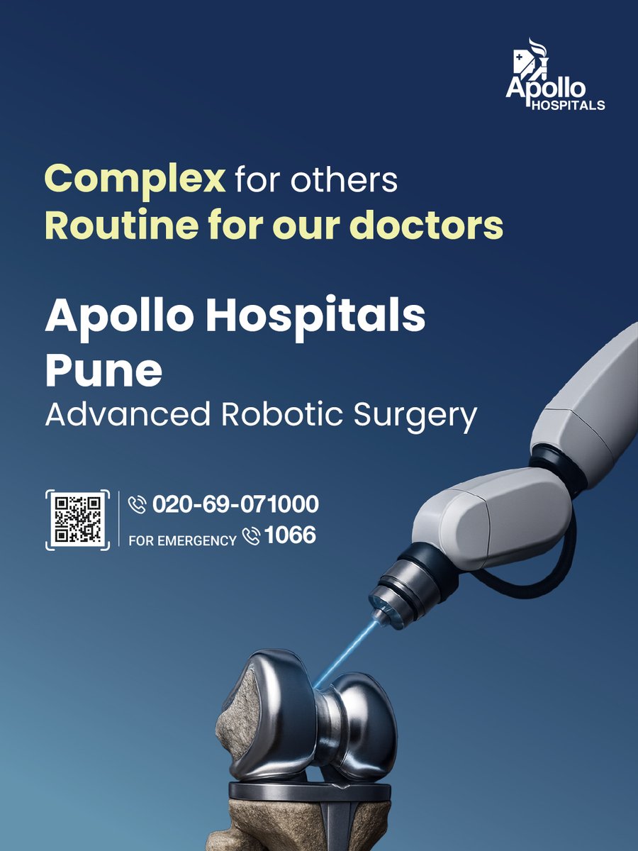 ApolloPune's tweet image. At Apollo Hospitals Pune, advanced robotic surgeries combine cutting-edge technology with expert surgical teams to deliver enhanced accuracy, minimally invasive care, and faster recovery—setting a new benchmark in modern healthcare.