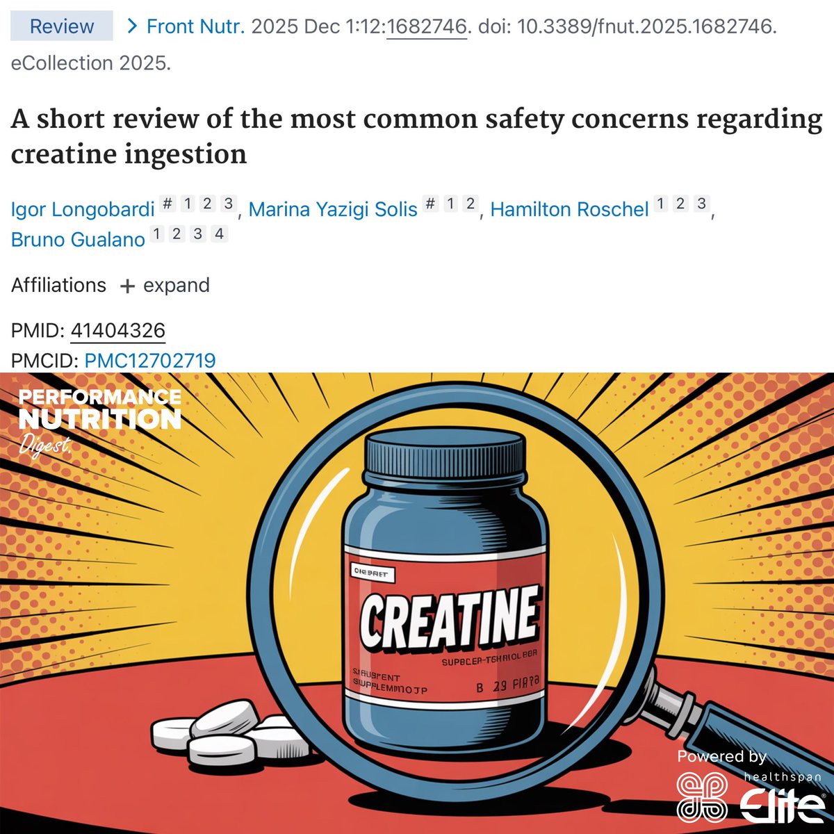 Safety concerns regarding creatine consumption - the scientific evidence 🔍

This new review analysed the most common safety concerns surrounding creatine supplementation and provided clear evidence-based answers 📚

Here are the top 6 most common concerns and answers ⬇️

CANCER
