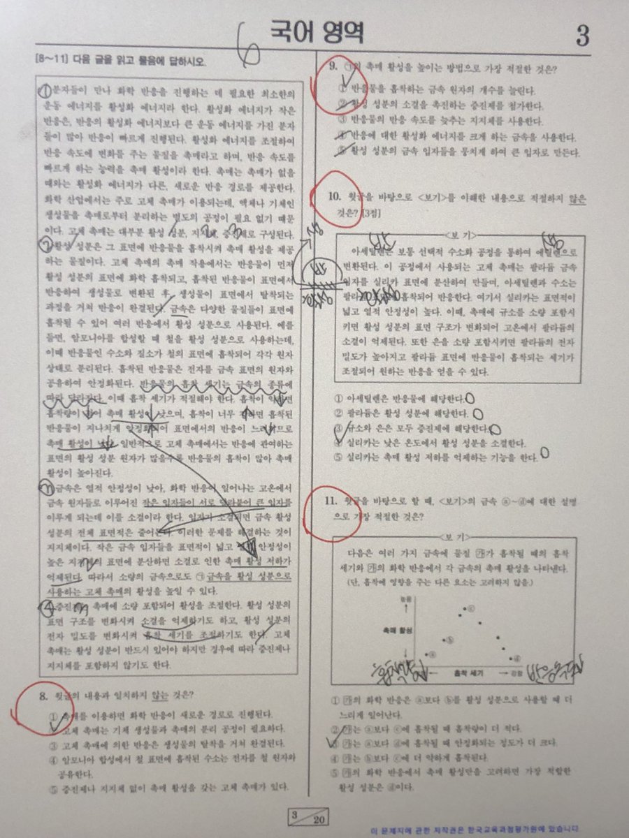 interlude1210's tweet image. 처음 기출볼때 첫번째장처럼 봐야
수능 직전에 두번째장처럼 됩니당..
실제로 수능볼때 체크하나도 안하고 독서 다맞음