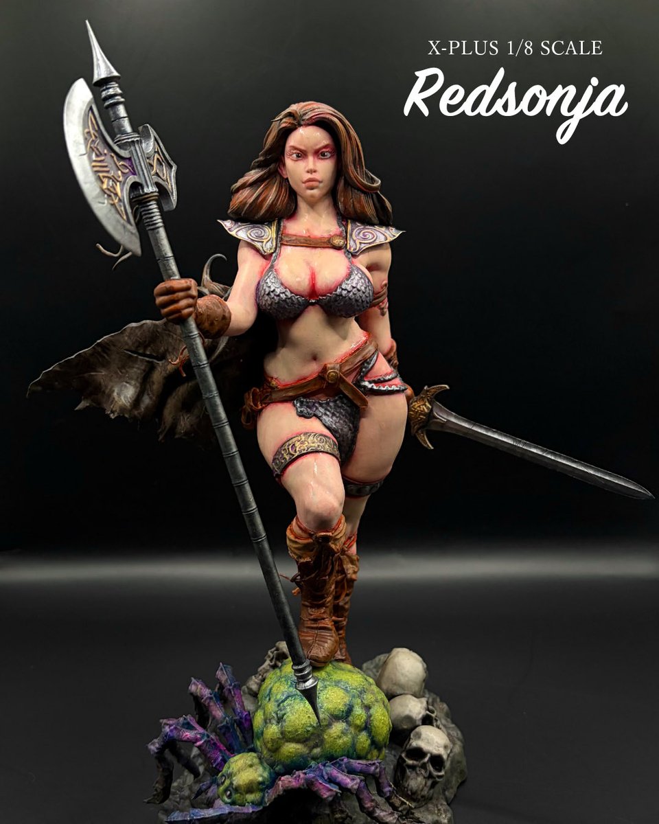 KPlajiro's tweet photo. X-PLUS 1/8 レッドソニア
今年最後の投稿となります。
皆様よいお年を！
#エクスプラス #redsonja #筆塗り https://t.co/zouAoWKWXM