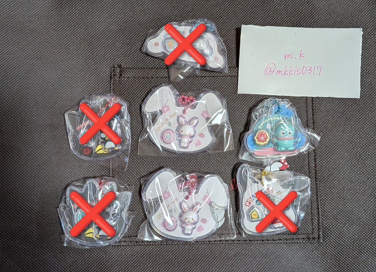 サンリオ パッケージチャーム&amp;チョコボーロ 交換
【譲】画像 ウィッシュミーメル×2
                       ハンギョドン

【求】クロミ

郵送交換希望