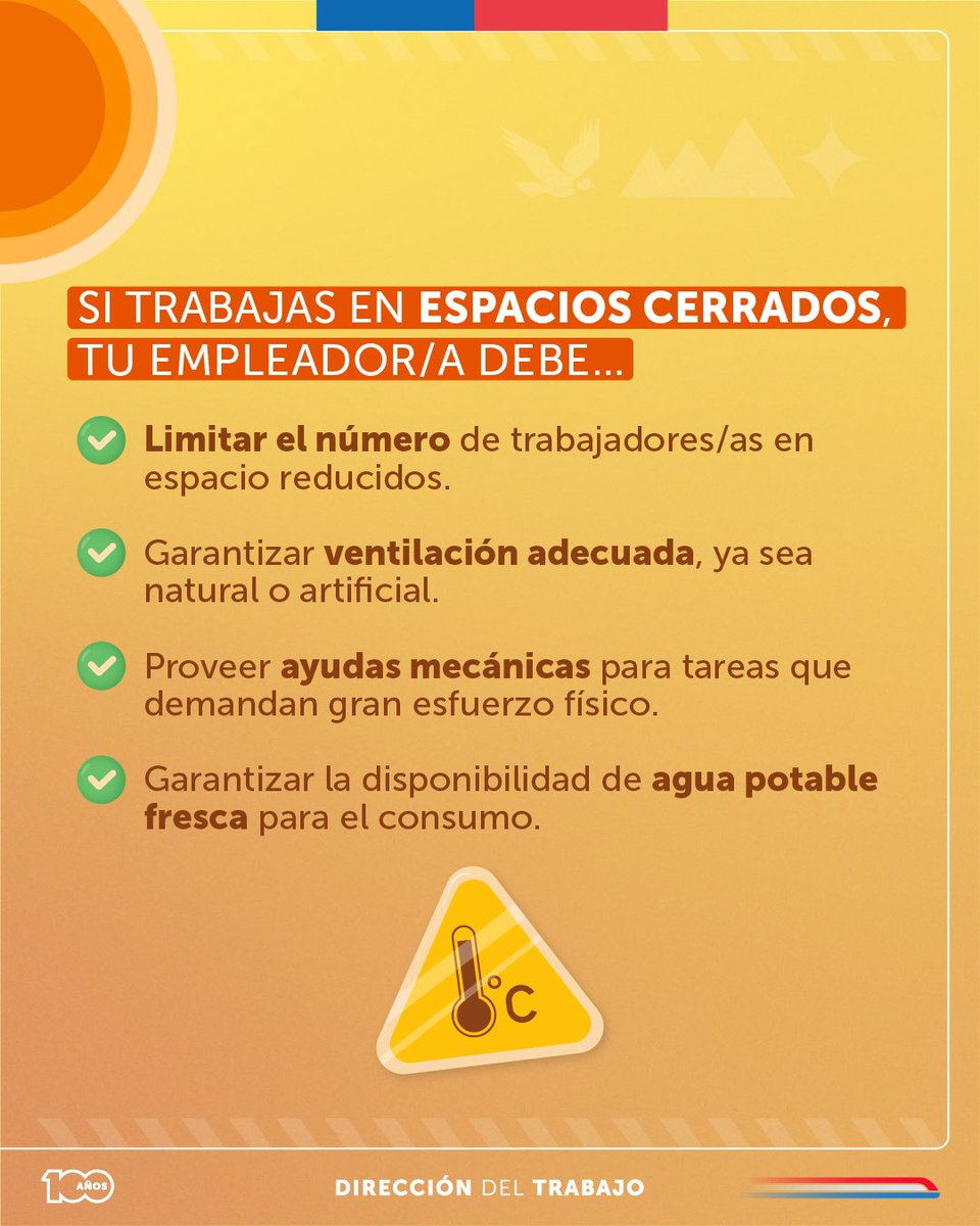 ⚠️ Frente al calor extremo, proteger la salud de las y los trabajadores es una prioridad.

Las altas temperaturas pueden provocar deshidratación, golpes de calor y otros riesgos graves.

Los empleadores tienen la obligación de garantizar condiciones seguras, como:
💧 Agua potable