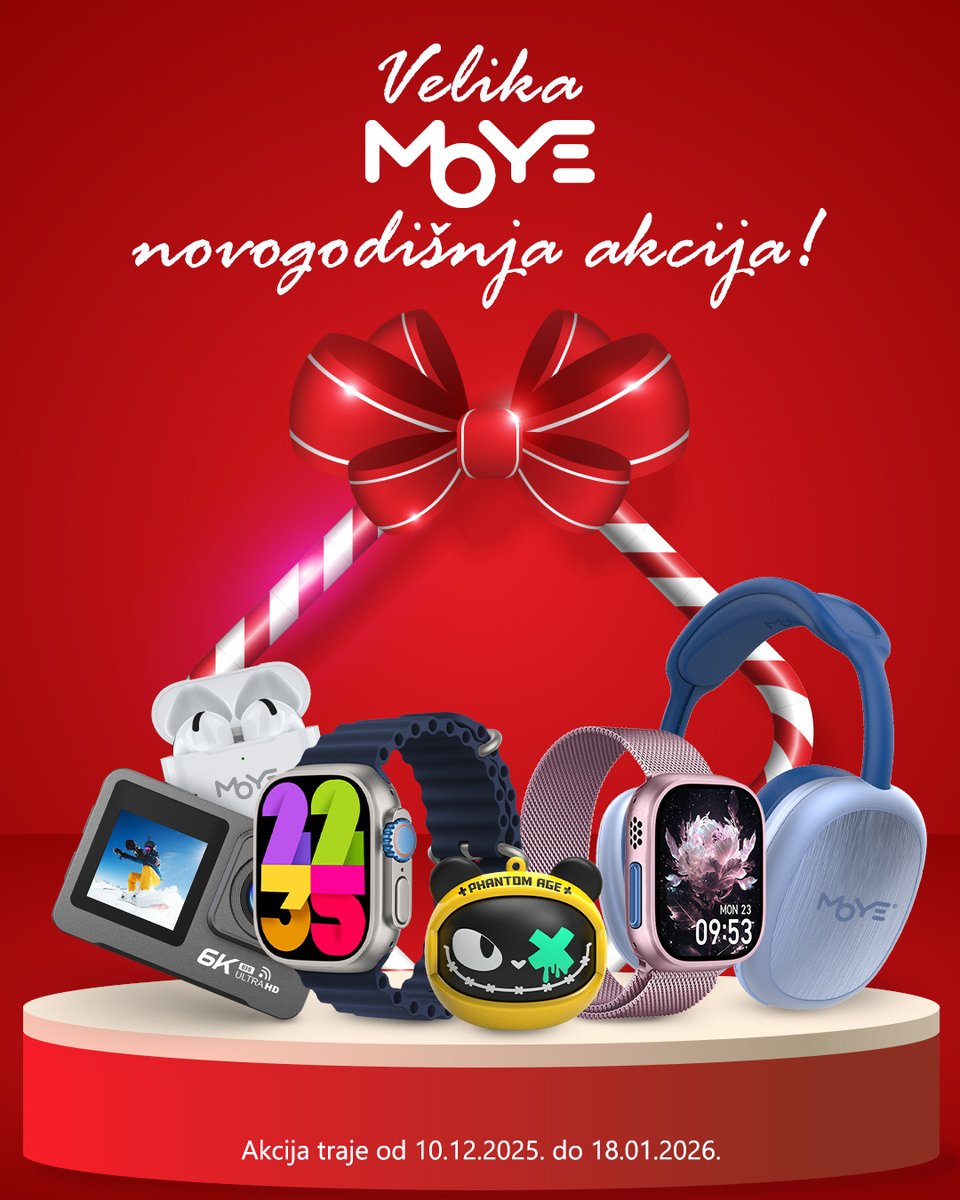 🎁Velika MOYE novogodišnja akcija je tu!

Pametni satovi, slušalice i gadgeti koji su savršen poklon — ili mali upgrade za sebe.

🎄 Iskoristi praznične popuste i započni novu godinu uz tehnologiju koja prati tvoj ritam.

#GameS #MOYE #NewYear #Christmas #GiftIdeas