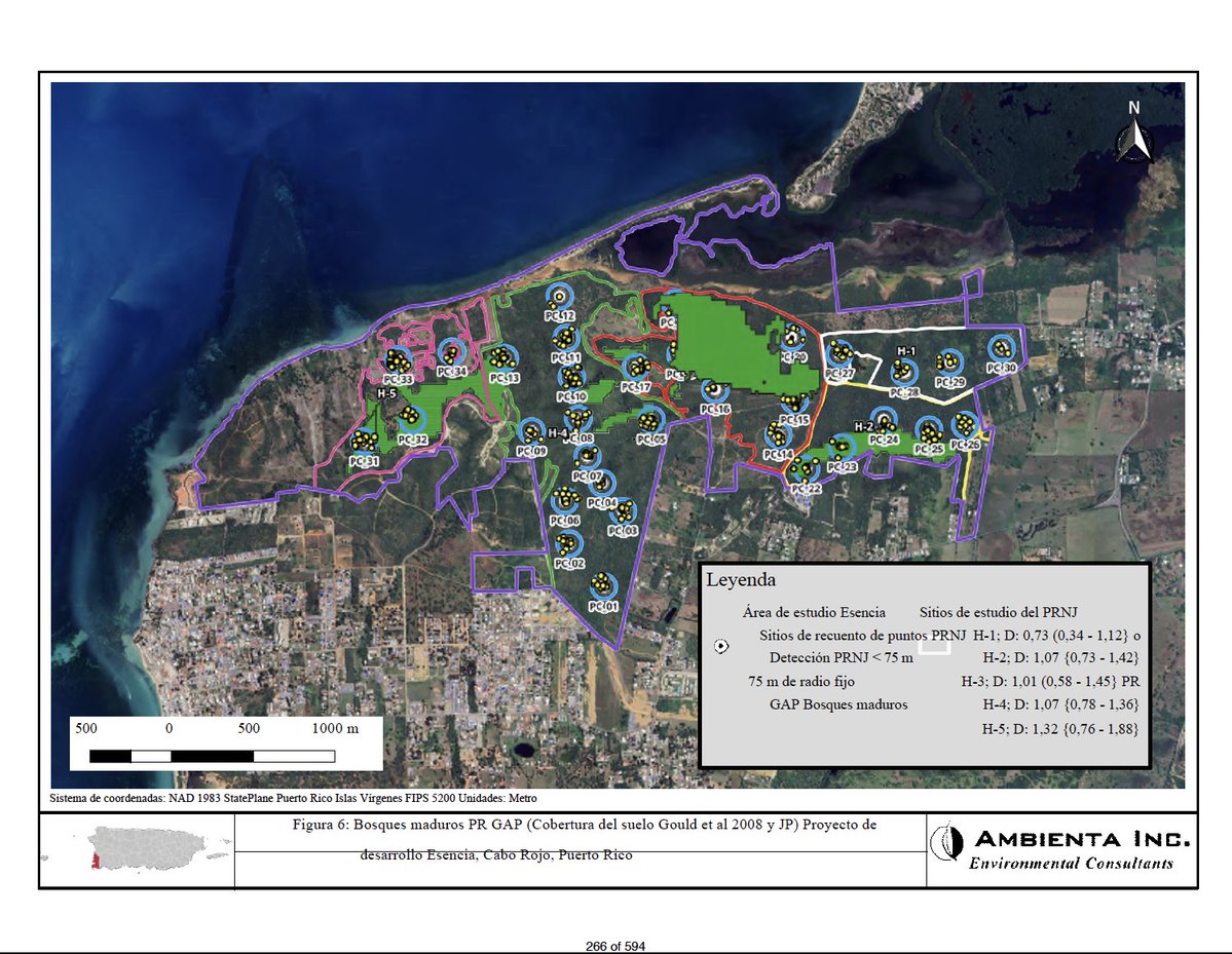 Tu sabes que comunica este mapa, que Ambienta Inc. consultores de #CaboRojoLandAcquisition identificaron al GuabairoPuertorriqueño [especie protegida] en la mayoría de los terrenos de donde los Robert Ruiz Vargas quieres construir mansiones para personas alto poder adquisitivo.