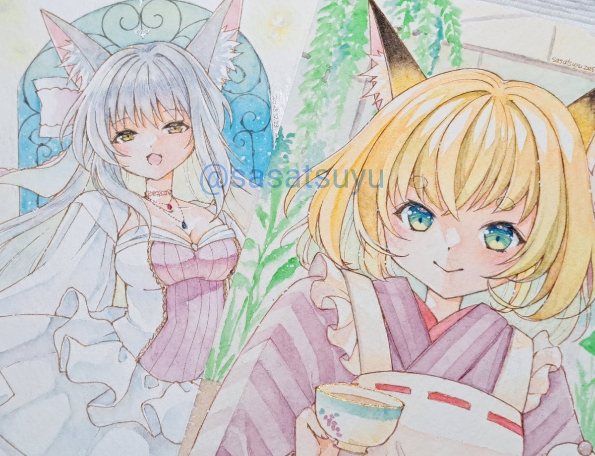 「あとは額どうするか考えるよー #きつね色商店街 展示絵ひと通り揃ったと思います急」|ささつゆ🦊5/5【COMITIA144】H28b📚5/6【A40】参加のイラスト