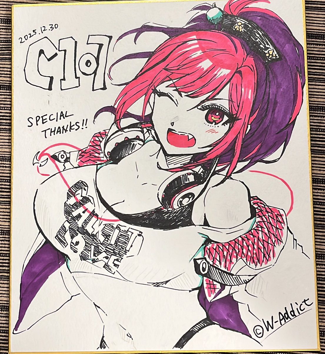 ミニ色紙、今手元にある画材でなんとか描いた分です。試し書きした紙