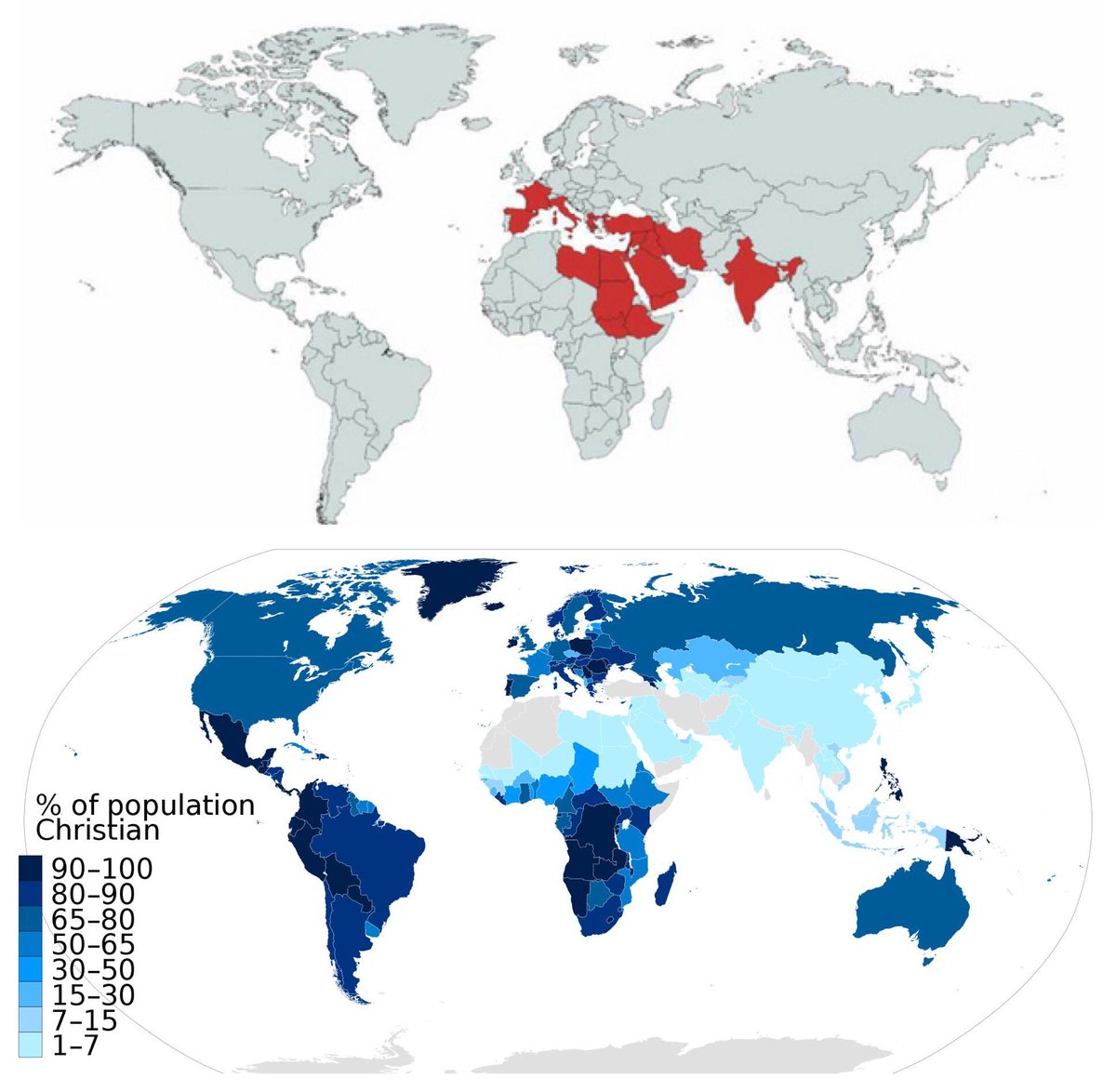 TerribleMaps's tweet photo. Countries mentioned in the Bible vs the share of the population that is Christian today https://t.co/2GU0mBfSIh