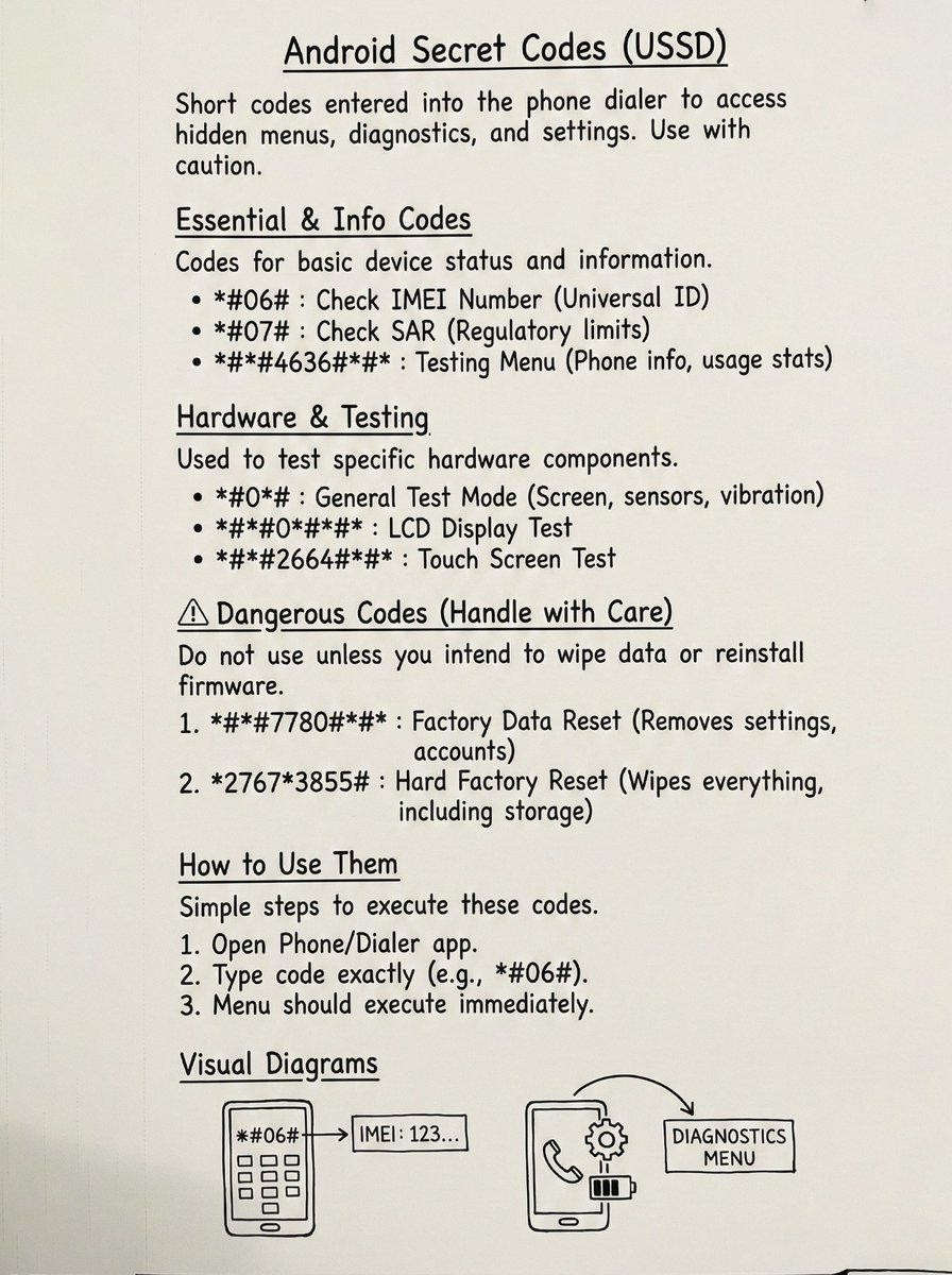 cooltechtipz's tweet image. Android secret codes.