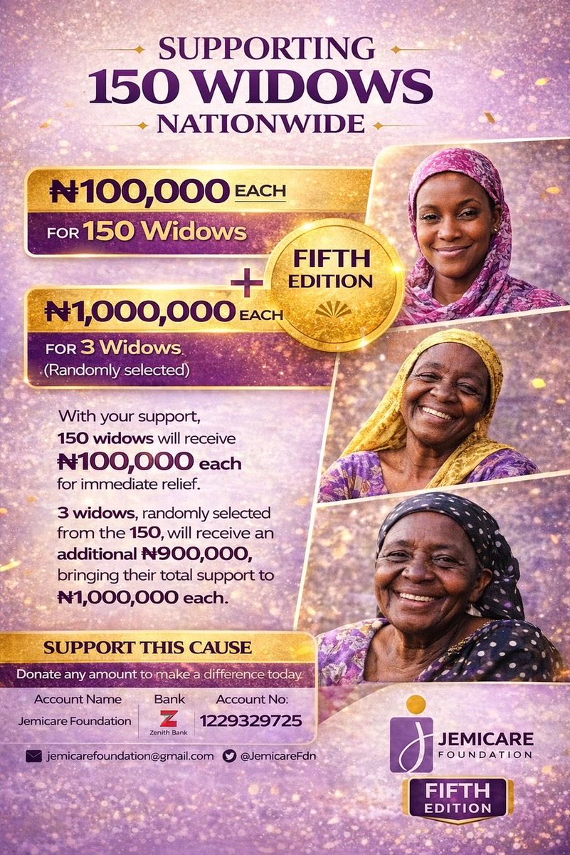 JemicareFdn's tweet image. Hello all

We’re back 

Read instructions on how to nominate a widow