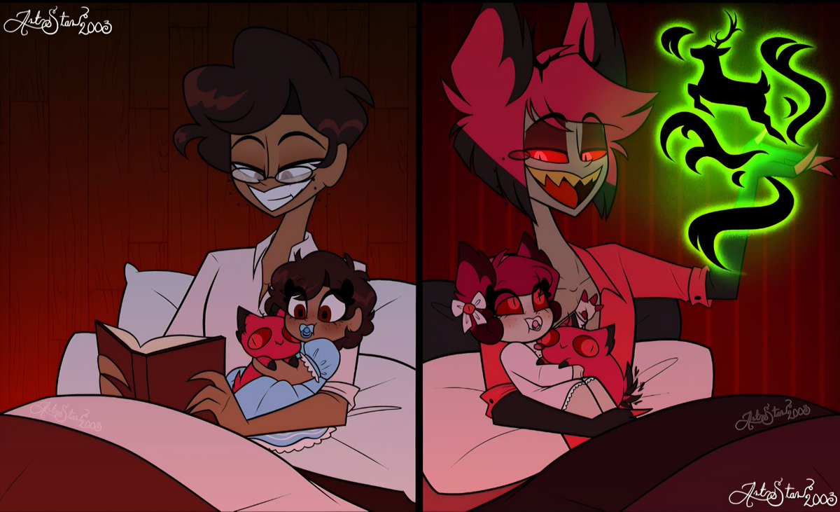 Welcome Alastor's pride and joy Marìe ♥️
Thanks for all the name suggestions and biggest thanks to <a href="/ArtStar2003/">ArtStar2003</a> for being Marìe and her human version to light 🥰❤️

#HazbinHotelAlastor #Alastor #HazbinHotel #OC #Fankid #daughter #CursedCatAlastor