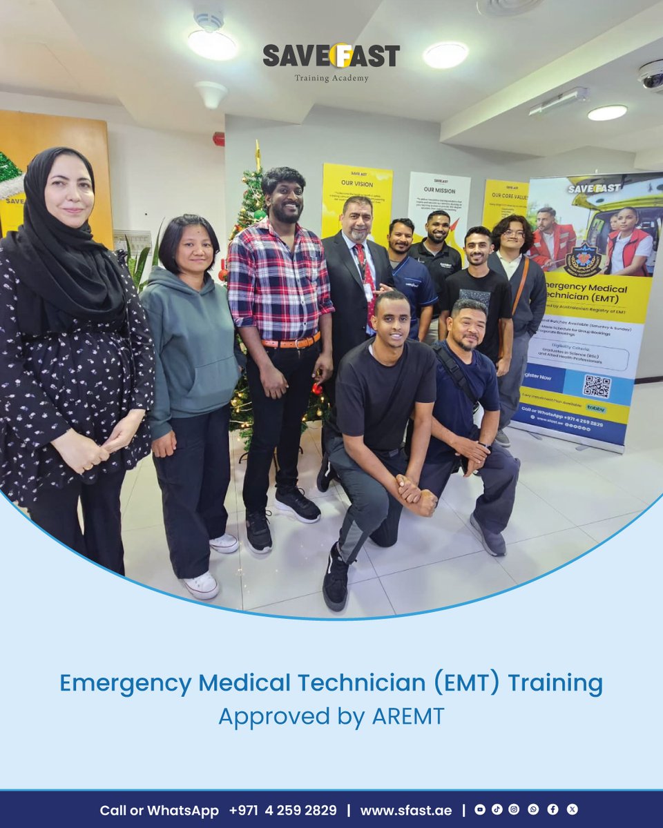 Proud moments from our EMT Training, approved by AREMT. Hands-on learning,  expert guidance, and real lifesaving skills at SaveFast Training Academy.  +971 4 259 2829 | https://t.co/CNGTup1725 #SaveFast #EMTTraining #AREMT #UAE
