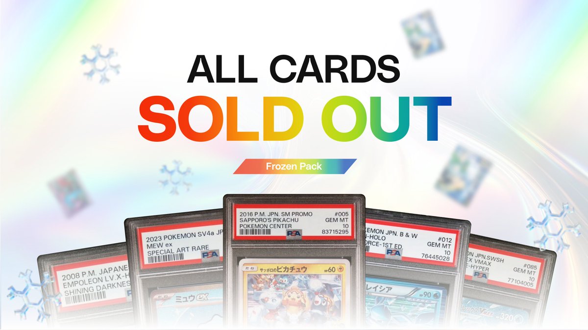 Frozen Pack is officially SOLD OUT ❄️
2000 cards that took just 11 minutes.

Pulled 5 packs or more?
You’re recorded! Frozen SBT will be distributed soon!

More to come in 2026 🧊