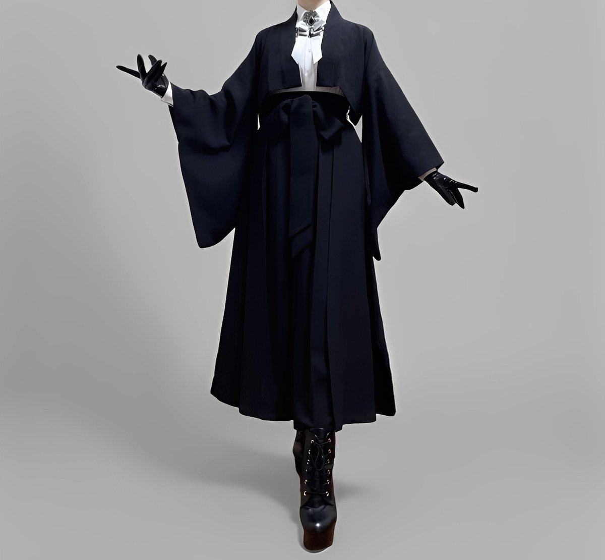 misamaru_kimono's tweet image. 執事風和洋折衷コーデ黒グローブver.