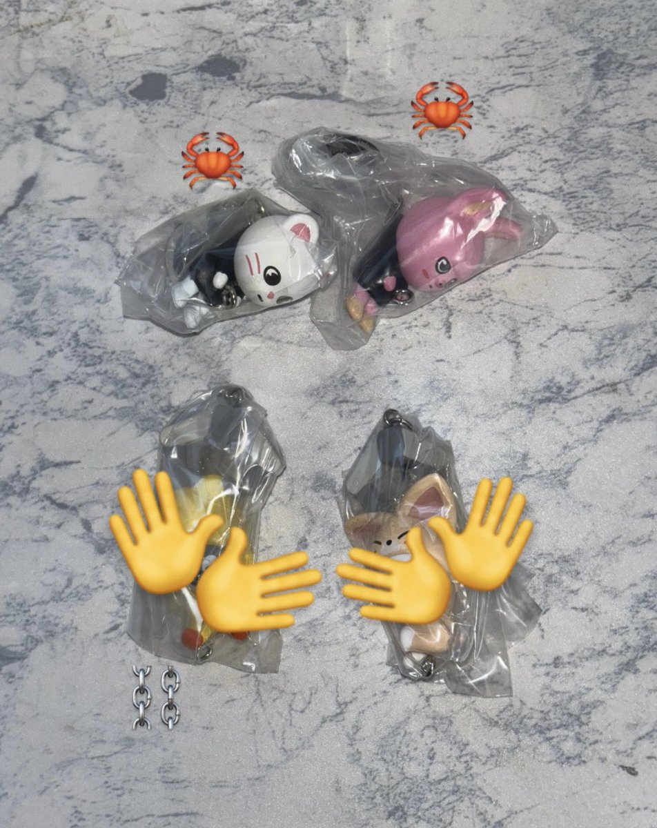 nene061507's tweet photo. 最新版  スキズ ガチャ 交換 つなつな

【譲】画像1
        🥟🦀、🐷🐇🦀

【求】画像2
        🐰(🦀or⛓️)、🐶(🦀or⛓️)

郵送希望📮
お気軽にお声掛けくださいm(_ _)m https://t.co/M5w3SNo4oA