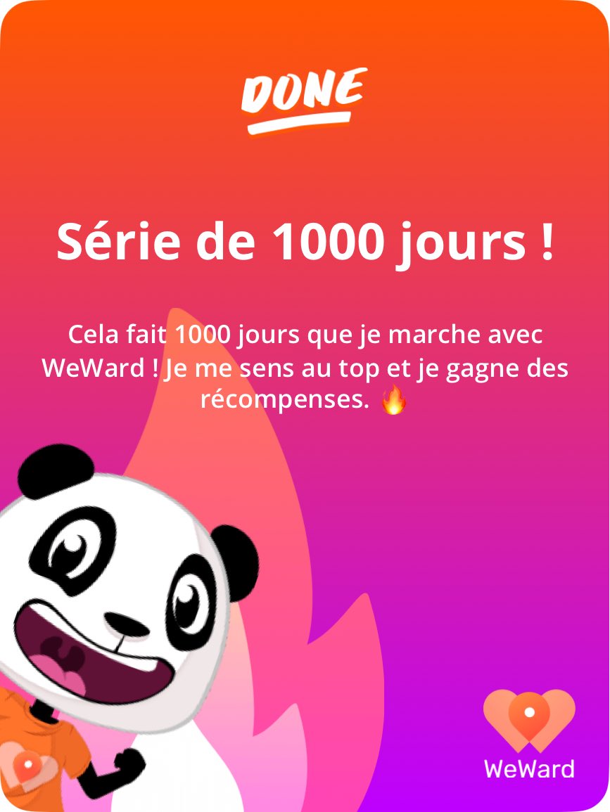 Salut ! Connaissez-vous WeWard ? C’est une appli qui vous récompense pour marcher, très sympa et facile à utiliser ! Voulez-vous me rejoindre ? En utilisant mon lien de parrainage, vous recevrez un bonus de bienvenue.

wewardapp.go.link/aa8oo10?label=…