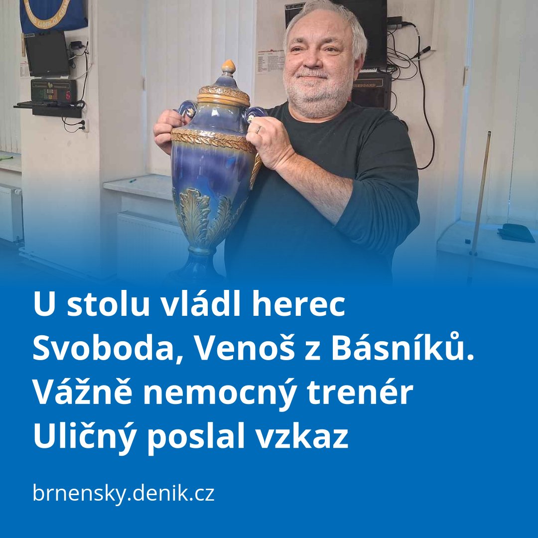 Vážně nevážného turnaje osobností v kulečníku v Ponětovicích na Brněnsku se letos nemohl zúčastnit jeden z tradičních účastníků. Fotbalový trenér Petr Uličný bojuje s rakovinou, jak tlumočil jeho kolega Karel Trnečka. brnensky.denik.cz/ostatni_region…