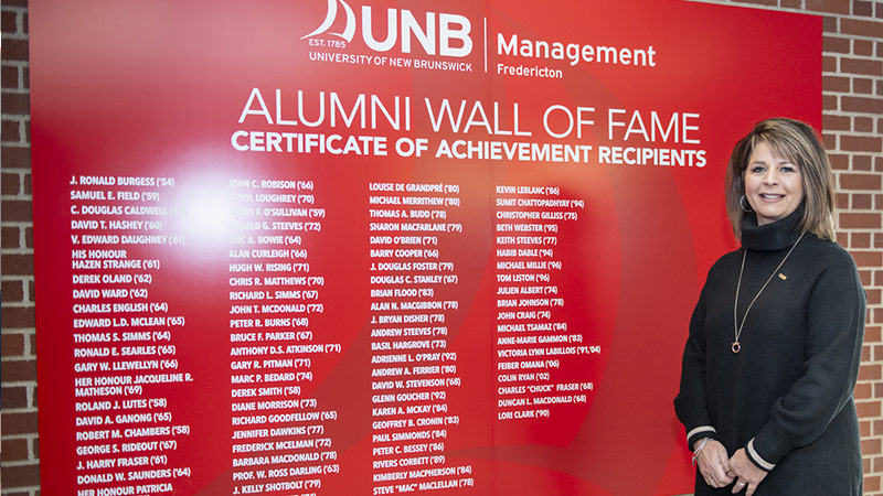 UNB's tweet image. Just inside the main entrance of Singer Hall on our Fredericton Campus - the home of UNB’s faculty of management - hangs the Alumni Wall of Fame; it’s a tribute to graduates whose careers have not only been successful but have made a meaningful impact on their professions and…
