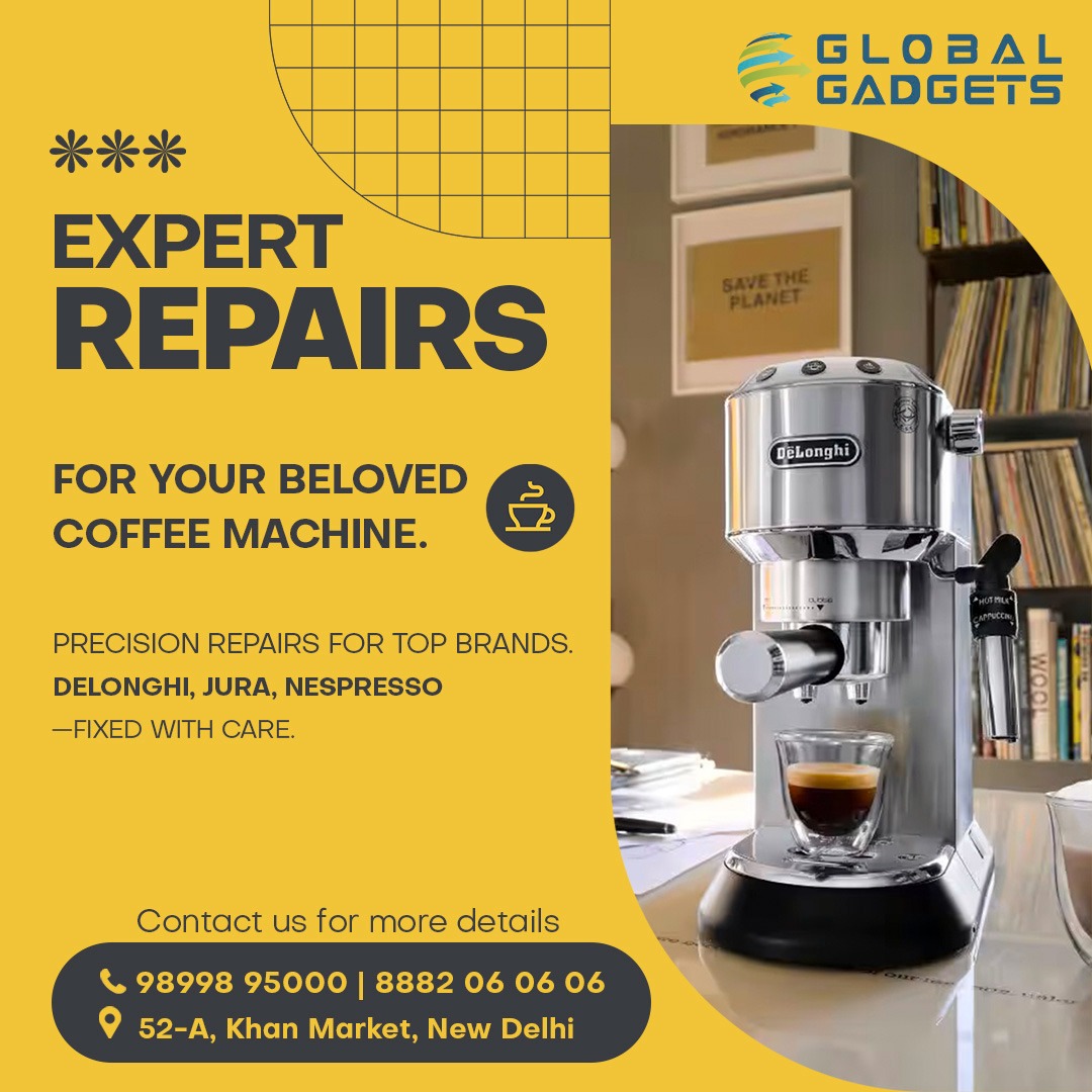 GlobalGadget's tweet image. Expert repairs for your beloved coffee machine ☕
Precision service for top brands like De’Longhi, Jura &amp;amp; Nespresso fixed with care, every time.

📍 52-A, Khan Market, New Delhi
📞98998 95000
🌐 globalgadgets.com

#GlobalGadgets #CoffeeMachineRepair #BaristaTech #CoffeeFix