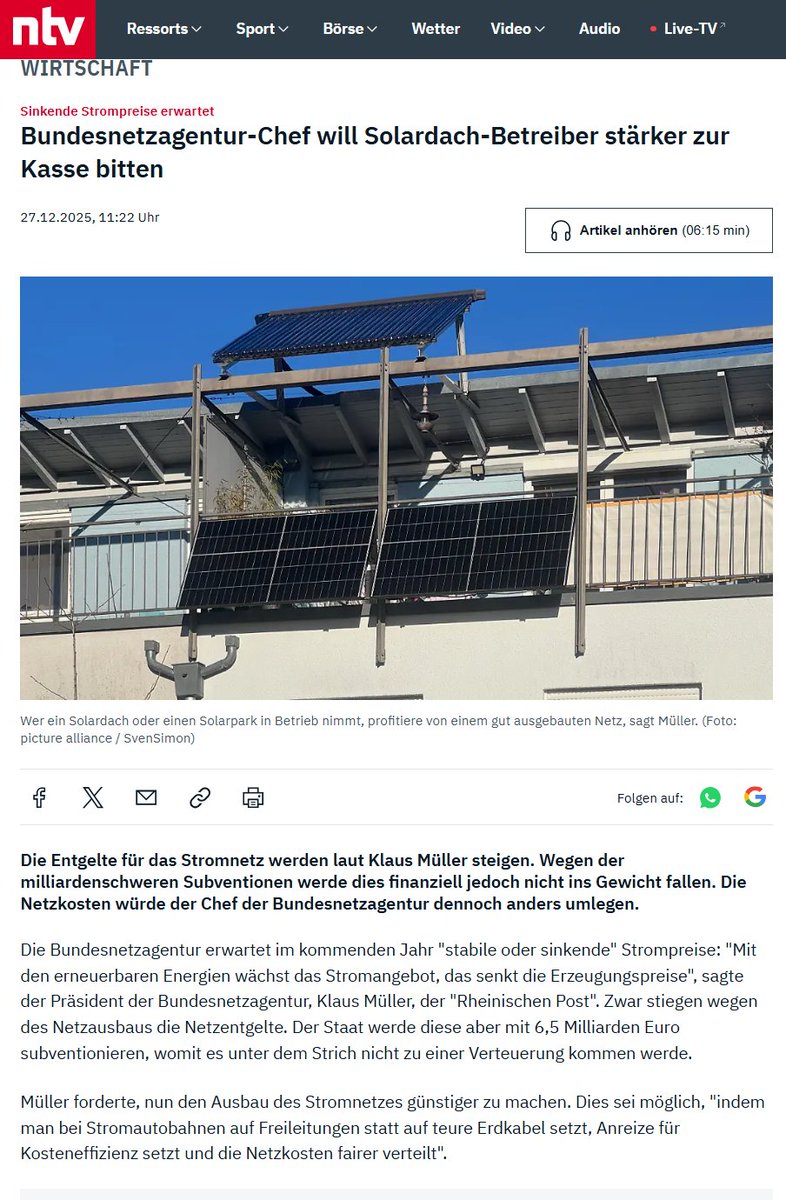 Weil der Fleischkonsum sinkt, fordert der Metzgerverband eine Sondersteuer für Vegetarier, oder so ähnlich. 

Schon allein die Denkweise ist absurd. 

Die Netzbetreiber haben sich satt verspekuliert und nun sollen diejenigen dafür aufkommen, die die Netze am wenigsten nutzen.