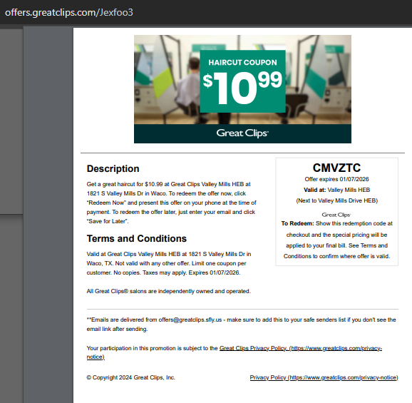 2026 April Printable Coupons Great Clips Off 5$ tweet media