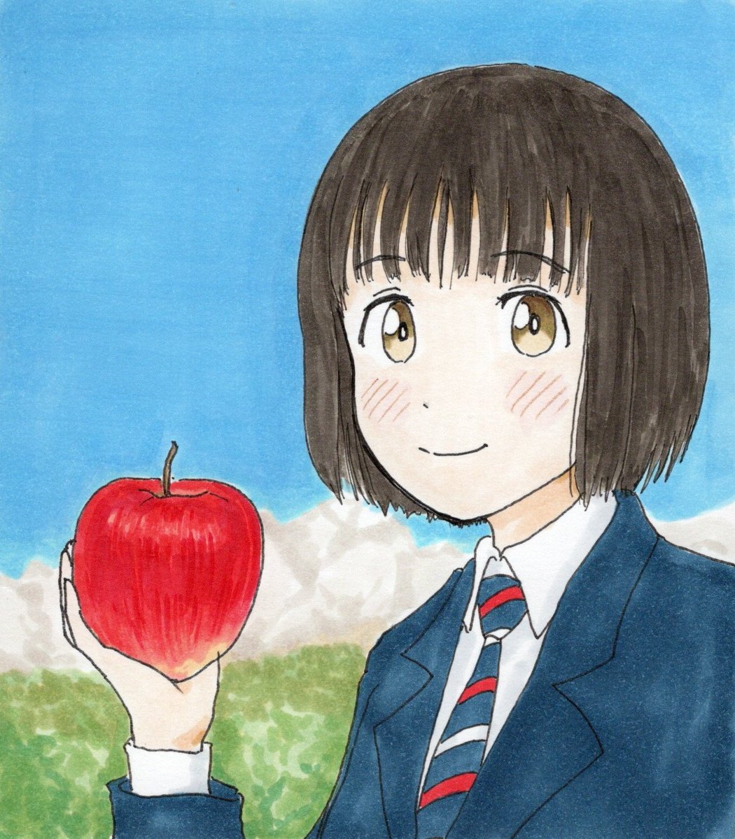 りんご食べる？」 #スーパーカブ #C107 イラスト色紙です 冬コミで