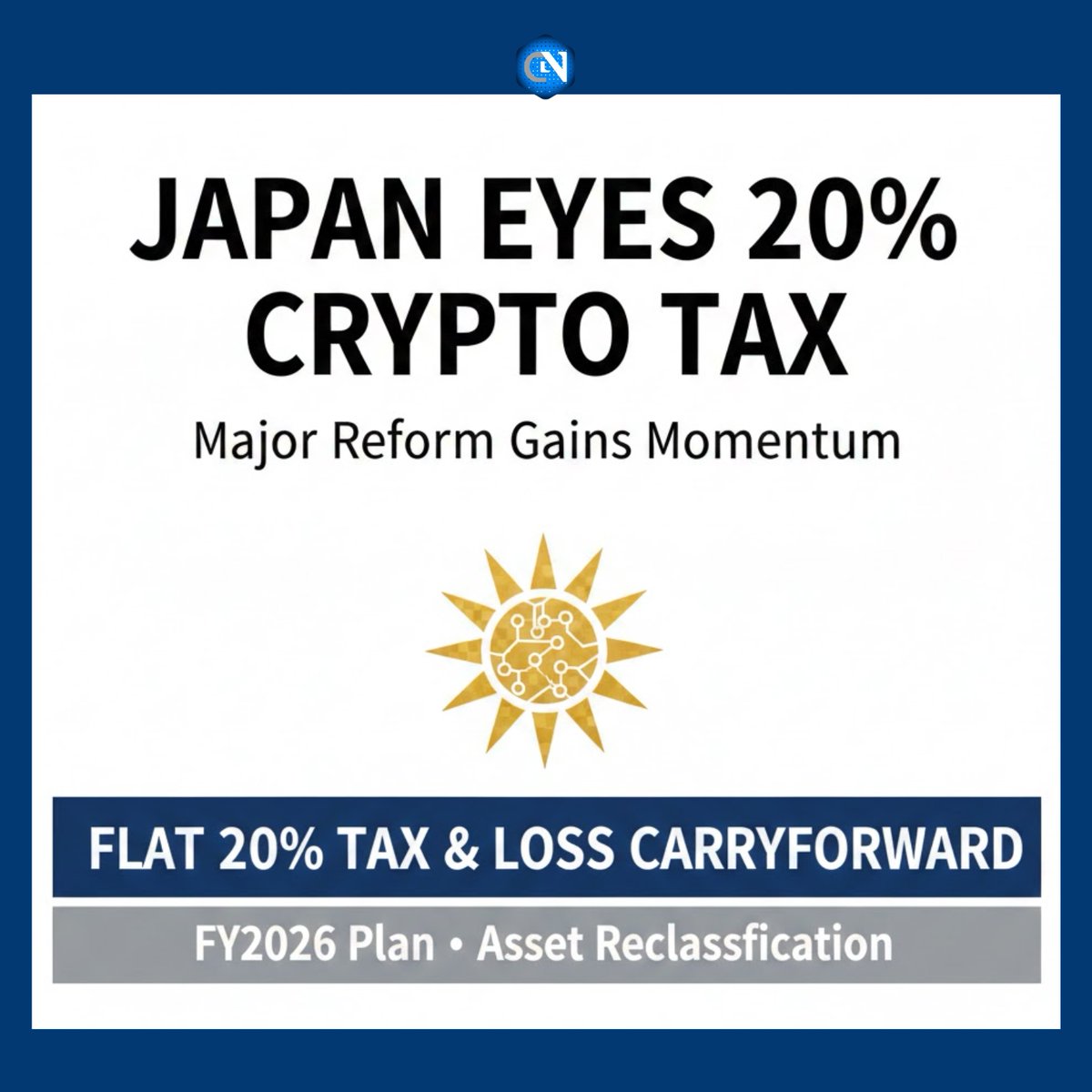 Japan is moving closer to a flat 20% tax on crypto gains under its FY2026  plan, applying to registered digital assets and introducing loss  carryforward. #Japan #CryptoTax #CryptoNews #DigitalAssets #Blockchain