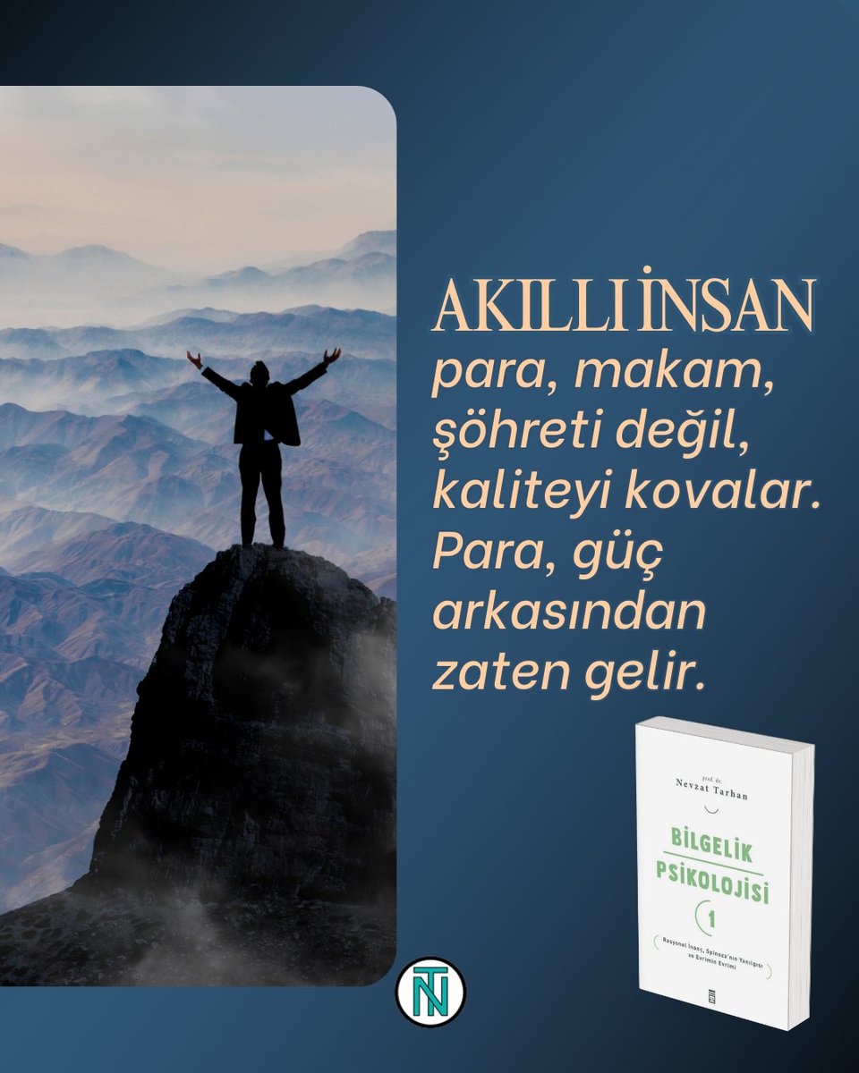 Kaliteli insan olmak; değerle, emekle ve ahlakla inşa edilen bir yolculuktur.
Başarı, önce insanın niteliğinde başlar, para ve güç ise çoğu zaman bu yolculuğun ardından gelir.

#Kaliteliİnsan #BilgelikPsikolojisi #Değerler #AnlamlıYaşam #NevzatTarhan