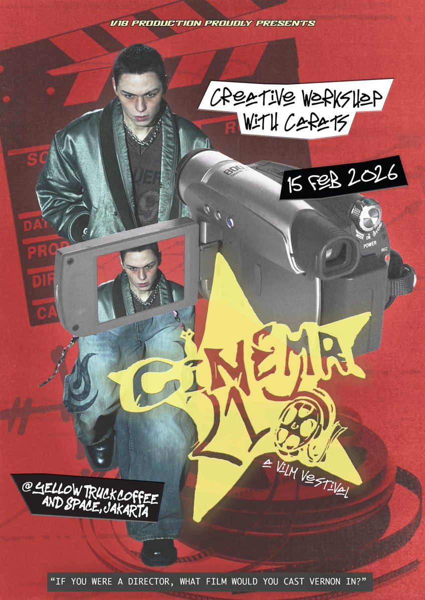 CINEMA_218's tweet image. V18 Production Presents:

⚫️CINEMA218🔴
A Birthday Event &amp;amp; 
Handmade Film Poster Workshop
for VERNON 

February 15th, 2026 
11:00-14:00
@ Yellow Truck Coffee and Space
Jakarta 🎞️

RSVP opens Jan 3rd, 2026 
(8:00 PM WIB)

#CINEMA218