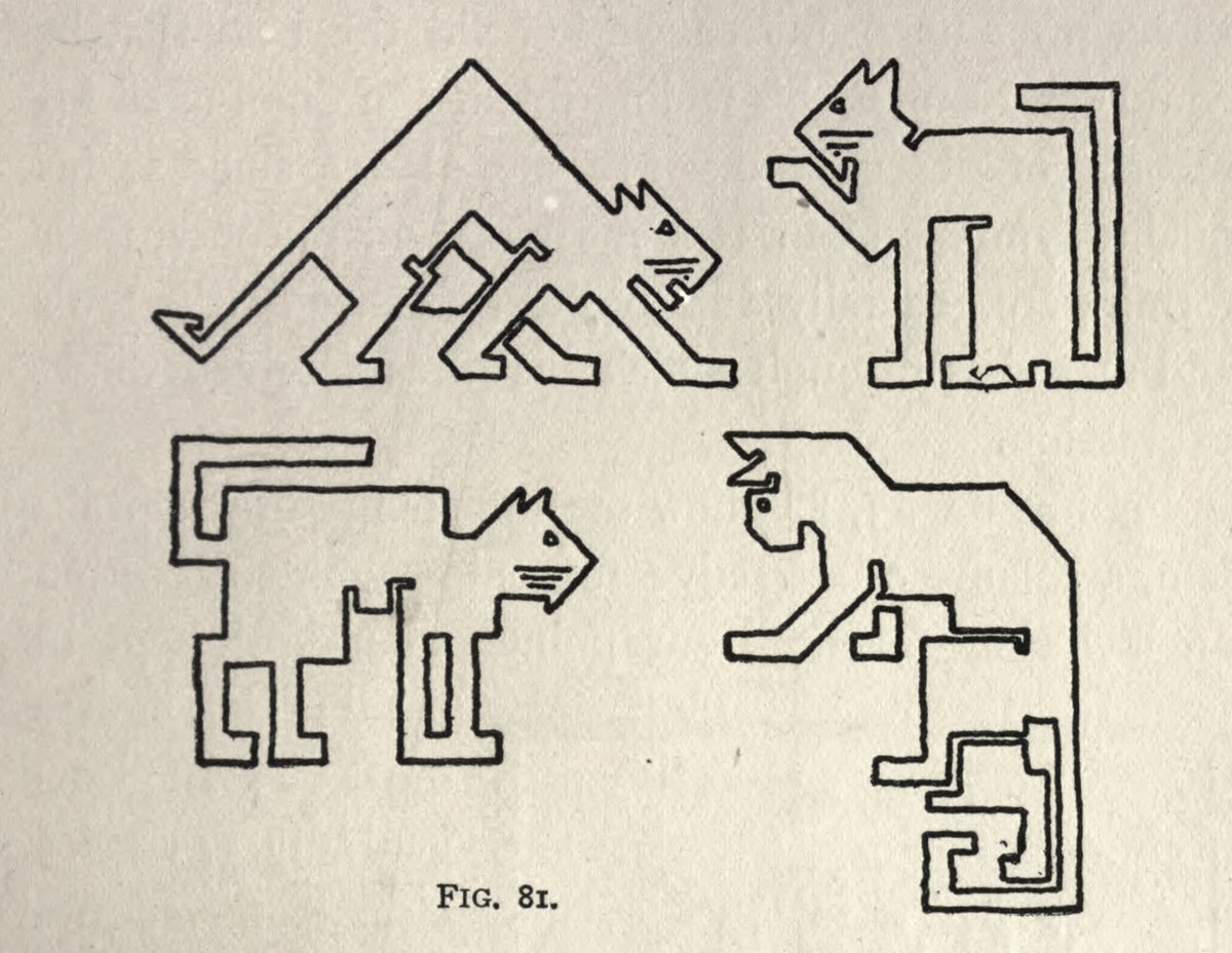 Cat Studies with Straight Lines. Detail from the book Design in Theory and Practice, Figure 81, 1910. Author: Ernest A. Batchelder. Source: The Macmillan Company, New York.