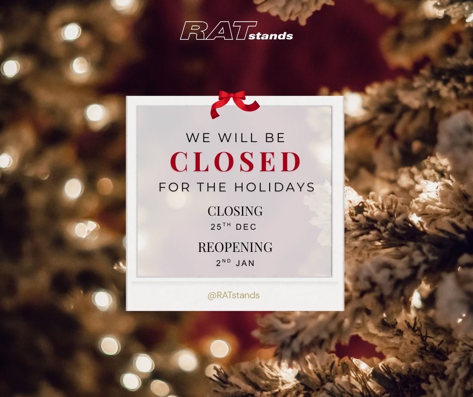 A reminder that our office is currently closed for the holidays 🎄 

Any orders, emails, and enquiries will be responded to upon our re-opening on the 2nd January 2026.

#RATstands #HappyHolidays
