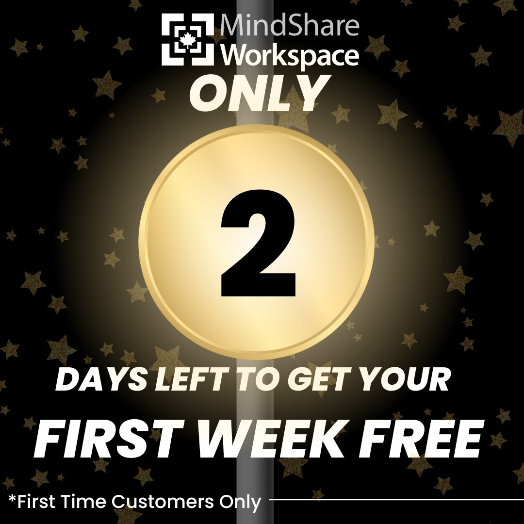 MindShareWork's tweet image. ⏰✨ ONLY 2 DAYS LEFT! ✨⏰

Don’t miss your chance to get your FIRST WEEK FREE at MindShare Workspace — available for first-time customers only!
📍 Erin Mills Town Centre
🌐 mindshareworkspace.com

#MindShareWorkspace #Coworking  #LimitedTime @mindsharelearn