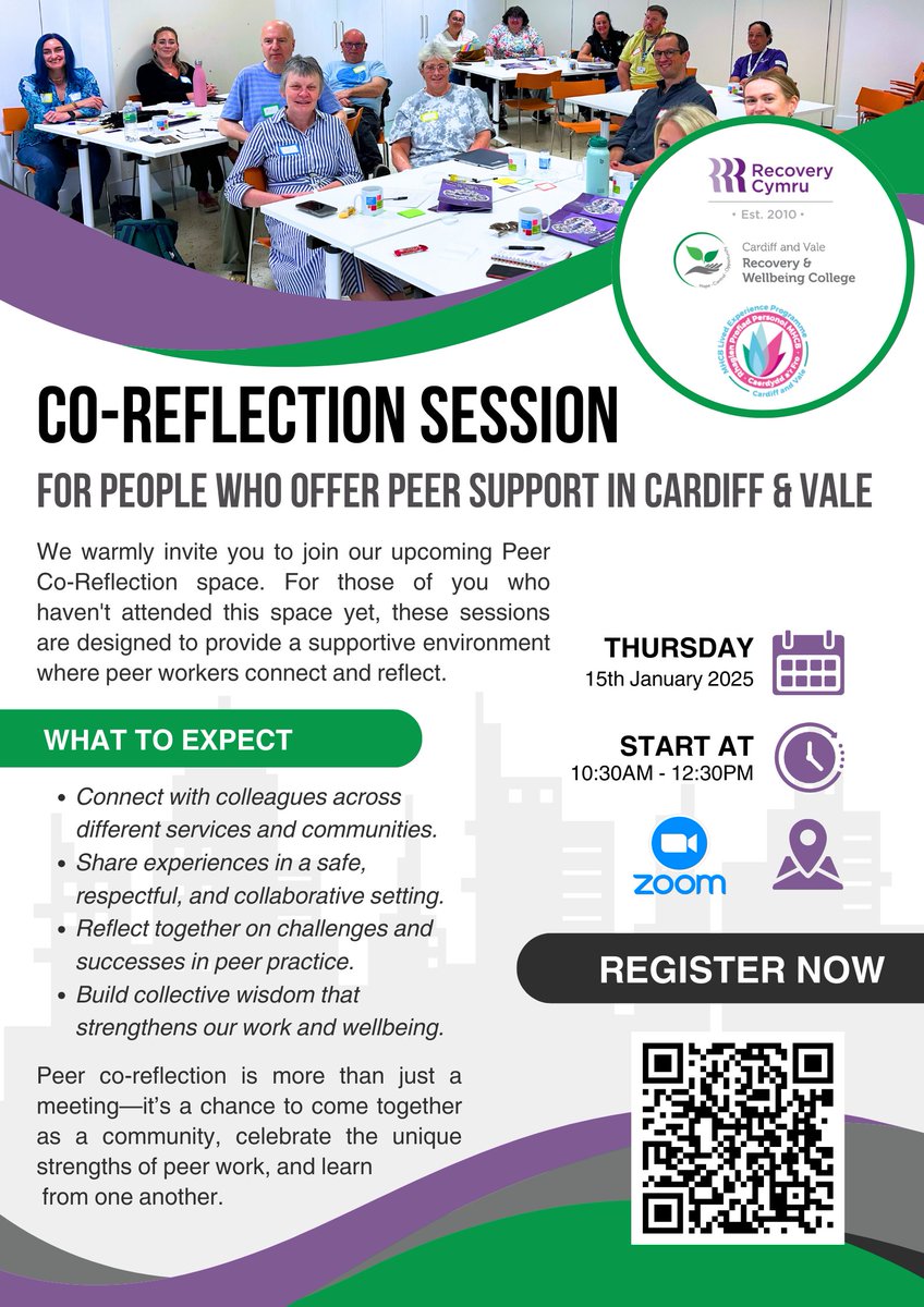 RecoveryCymru's tweet image. Another highlight from 2025 was our peer co-reflection sessions.

Spaces to pause, share and reflect on peer work together, building learning and connection across the year. The next session is open for sign-ups:

tinyurl.com/2p9pt27n

#RecoveryCymru #PeerSupport #PeerWork